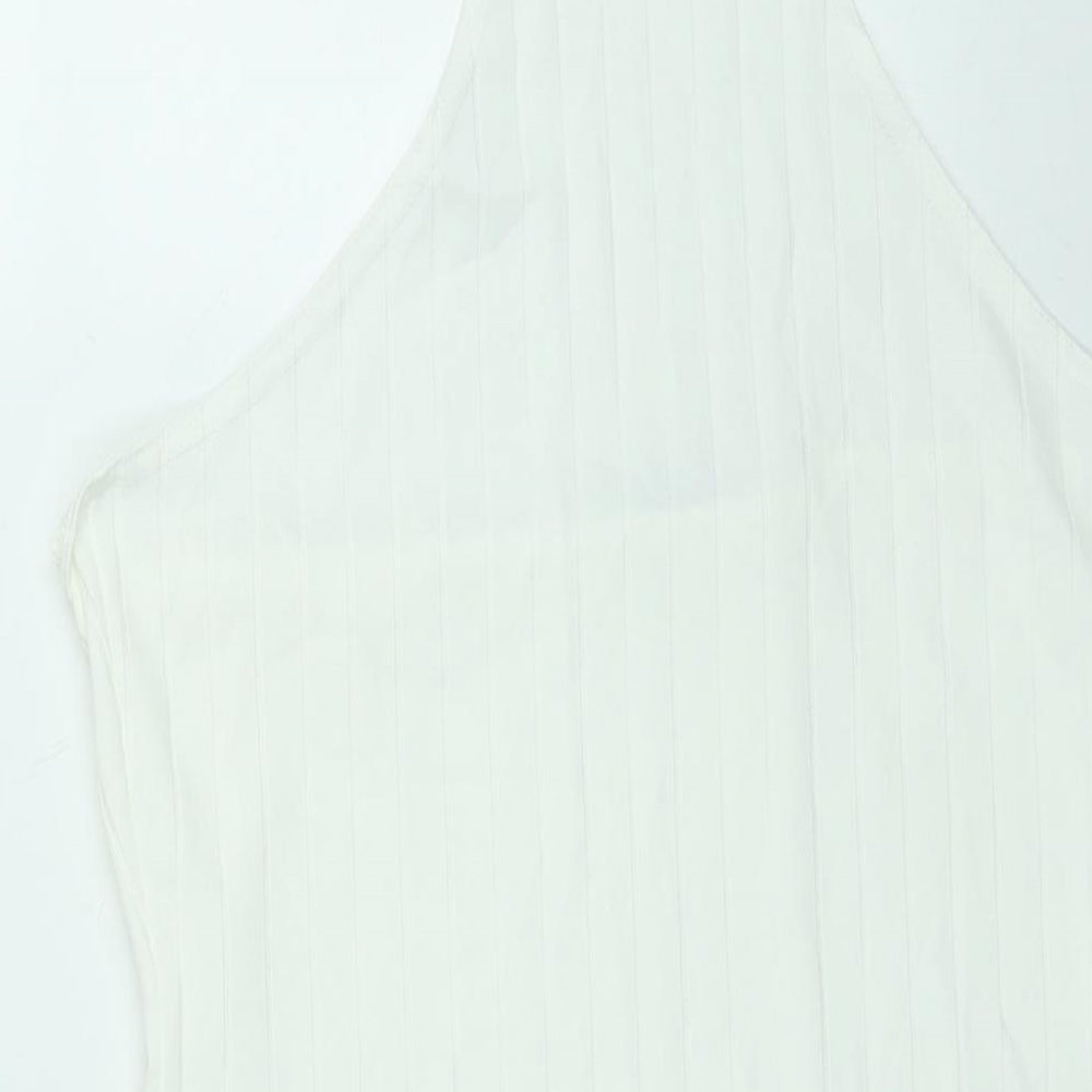 Boohoo Womens White Polyester Bodycon Size 14 Halter Button