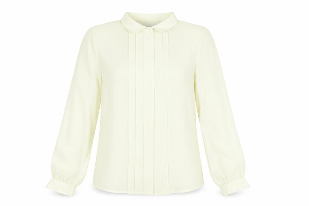 Keynote Womens Ivory Polyester Basic Blouse Size 12 Collared