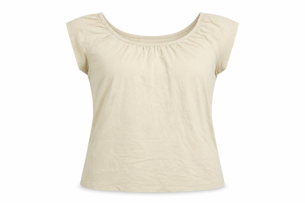 Wallis Womens Beige Cotton Basic Blouse Size 16 Boat Neck