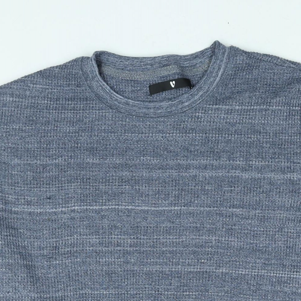 Very Mens Blue Polyester T-Shirt Size M Round Neck - Waffle