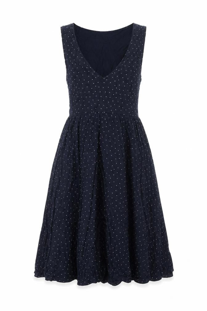 H&M Womens Blue Viscose Fit & Flare Size XS V-Neck Pullover