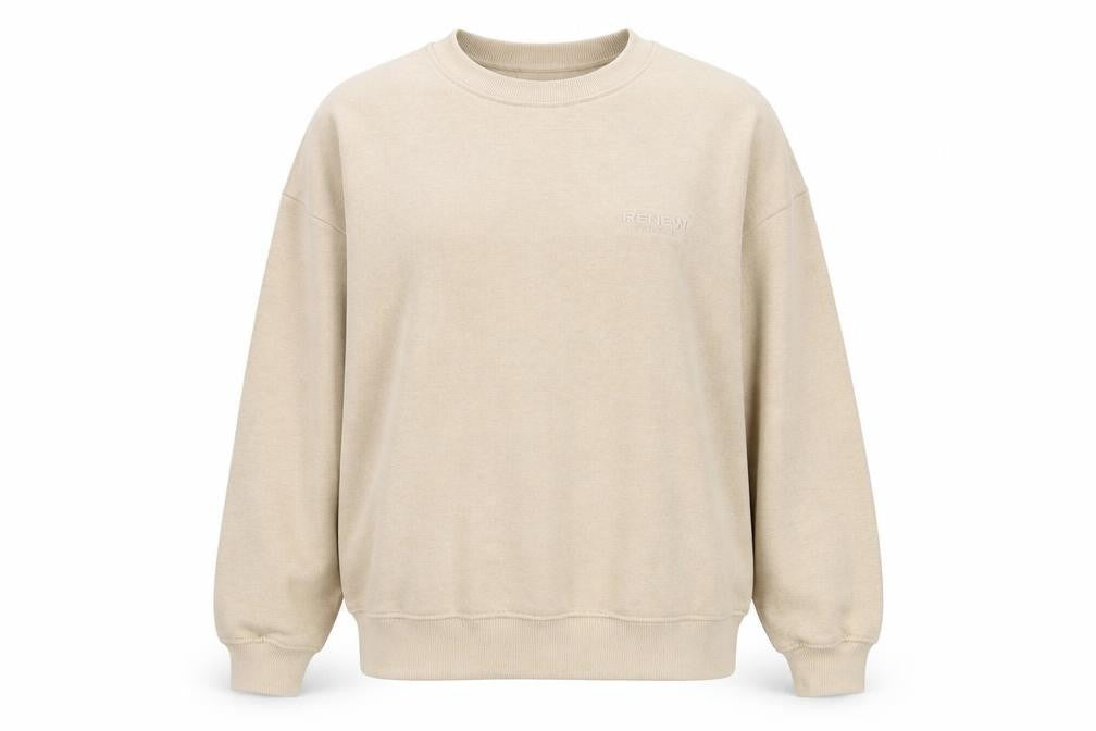 PRETTYLITTLETHING Womens Beige Cotton Pullover Sweatshirt Size 16 Pullover - Embroidered