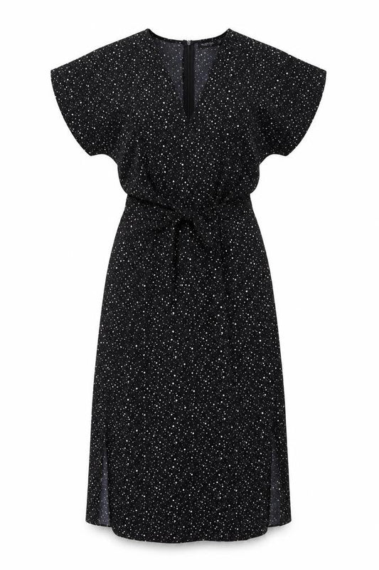 Nasty Gal Womens Black Geometric Polyester A-Line Size 8 V-Neck Zip - Belted