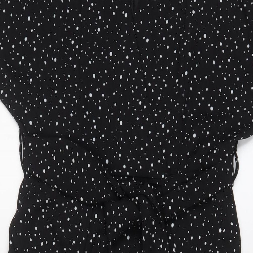 Nasty Gal Womens Black Geometric Polyester A-Line Size 8 V-Neck Zip - Belted
