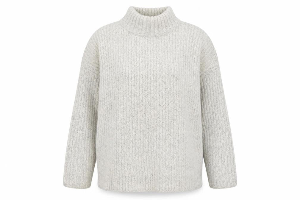 New Look Womens Grey High Neck Acrylic Pullover Jumper Size M