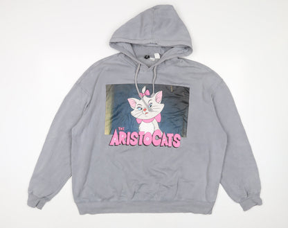 Preloved The Aristocats Womens Grey Cotton Pullover Hoodie Size XL Pullover - Front