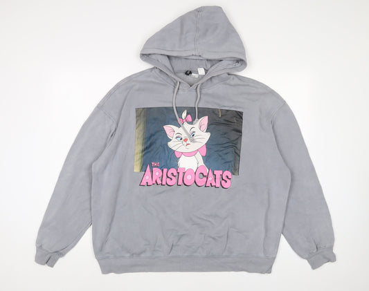 The Aristocats Womens Grey Cotton Pullover Hoodie Size XL Pullover