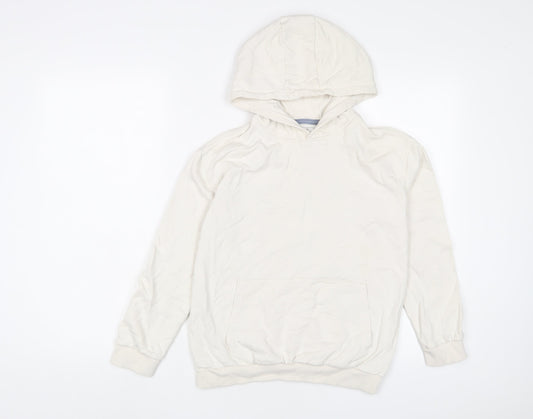 Marks and Spencer Boys Ivory Cotton Pullover Hoodie Size 10-11 Years Pullover