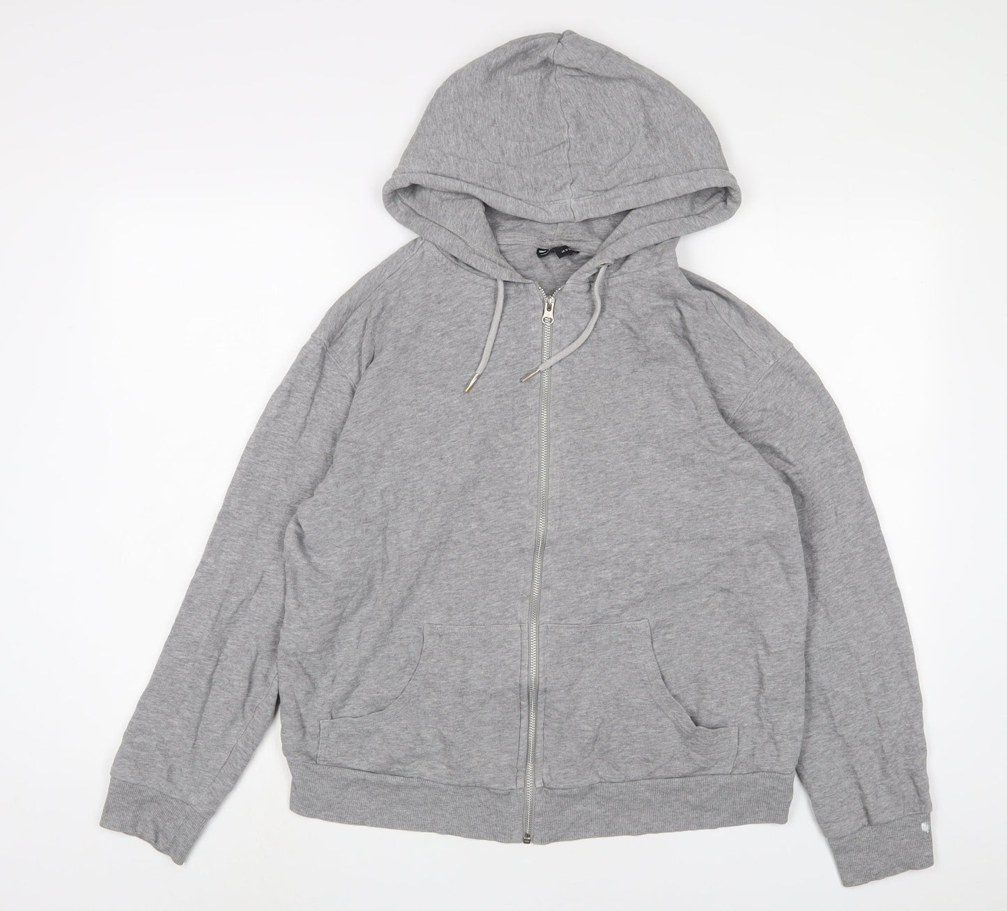 ASOS Womens Grey Cotton Full Zip Hoodie Size 10 Zip
