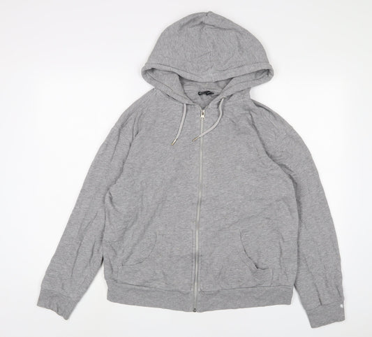 ASOS Womens Grey Cotton Full Zip Hoodie Size 10 Zip
