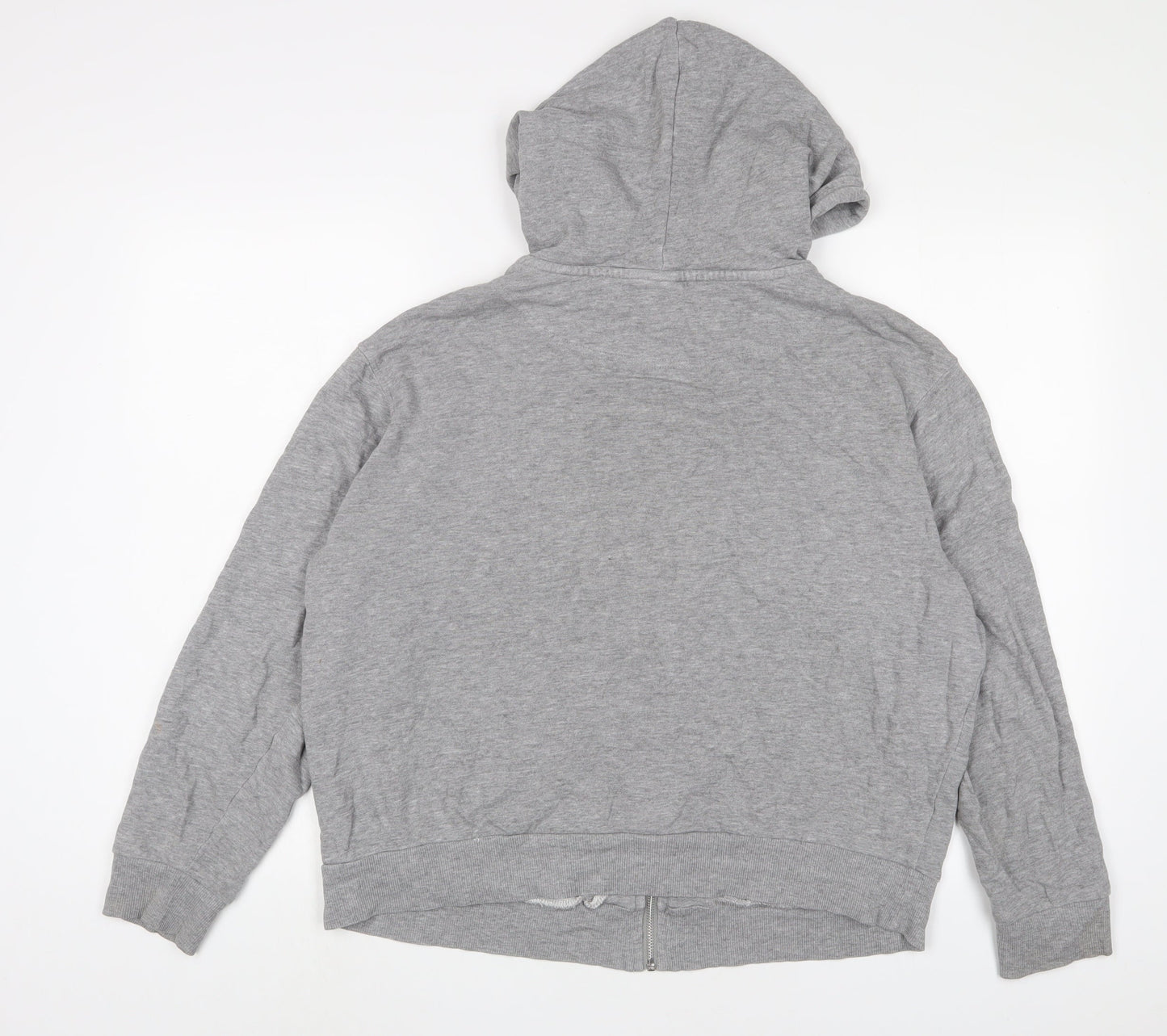 ASOS Womens Grey Cotton Full Zip Hoodie Size 10 Zip