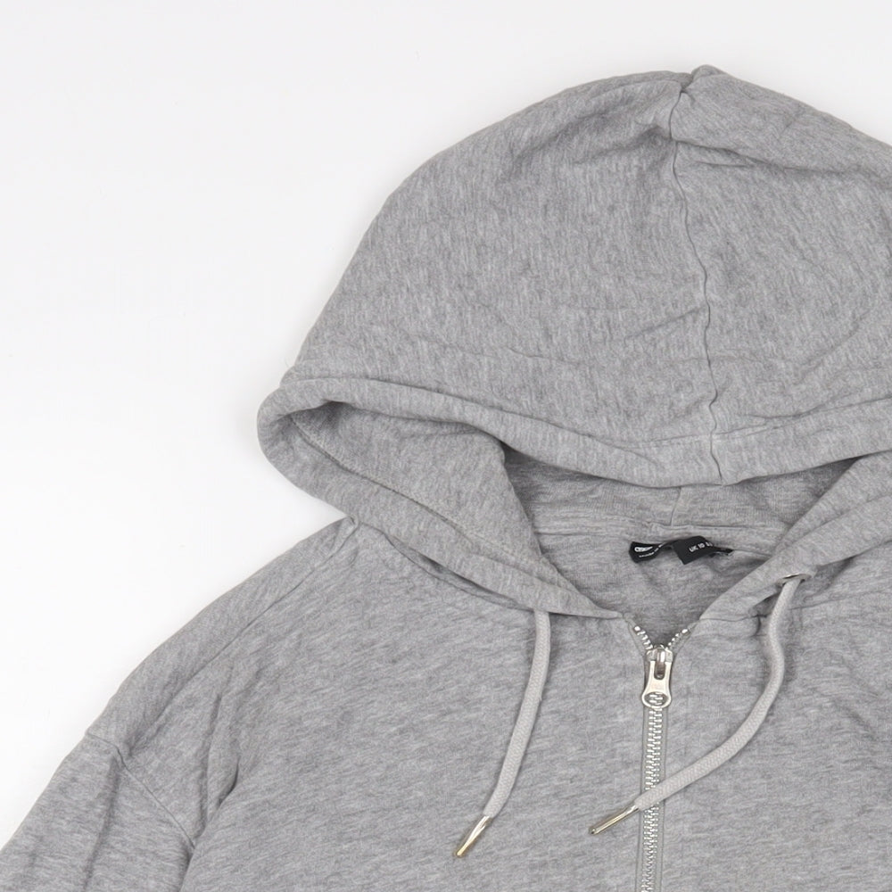 ASOS Womens Grey Cotton Full Zip Hoodie Size 10 Zip