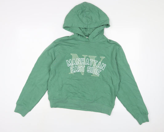 Marks and Spencer Womens Green Cotton Pullover Hoodie Size XS Pullover - Embroidered