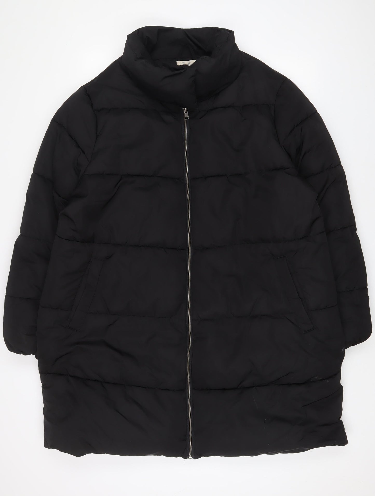 Onfire Womens Black Quilted Coat Size 20 Zip