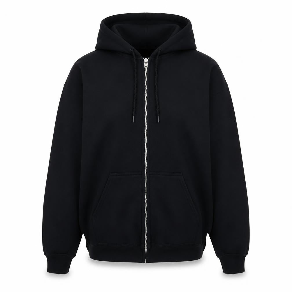 PRETTYLITTLETHING Womens Black Cotton Full Zip Hoodie Size S Zip