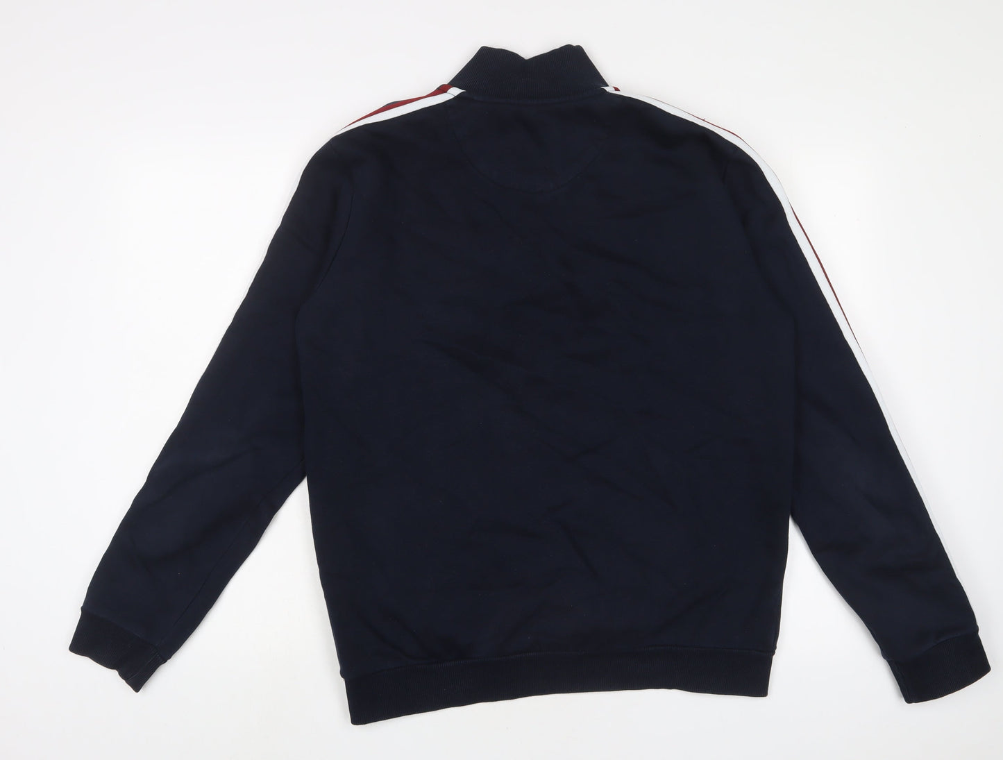 NEXT Mens Blue Striped Cotton Pullover Sweatshirt Size M - Logo, Embroidered