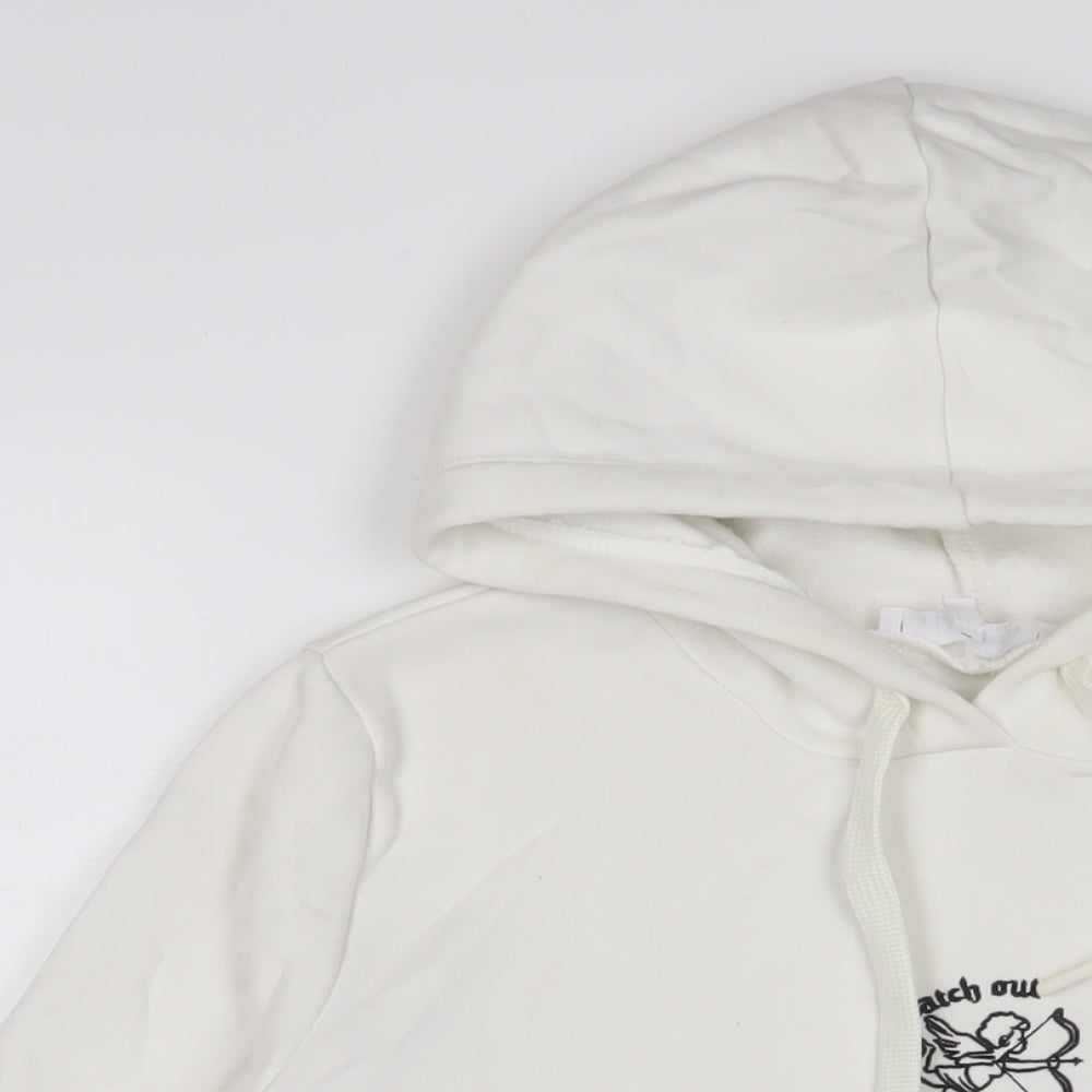 Kotton Womens White Cotton Pullover Hoodie Size L Pullover - Embroidered