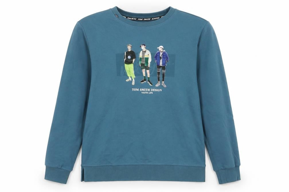 Tom Smith Womens Blue Cotton Pullover Sweatshirt Size M Pullover