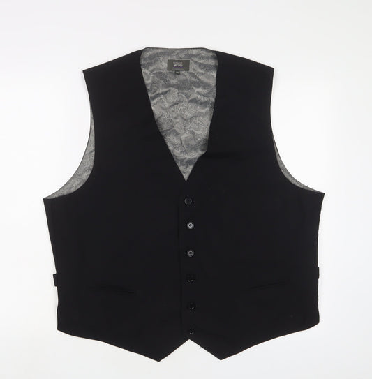 Simon Jersey Mens Black Wool Jacket Suit Waistcoat Size 46 Regular