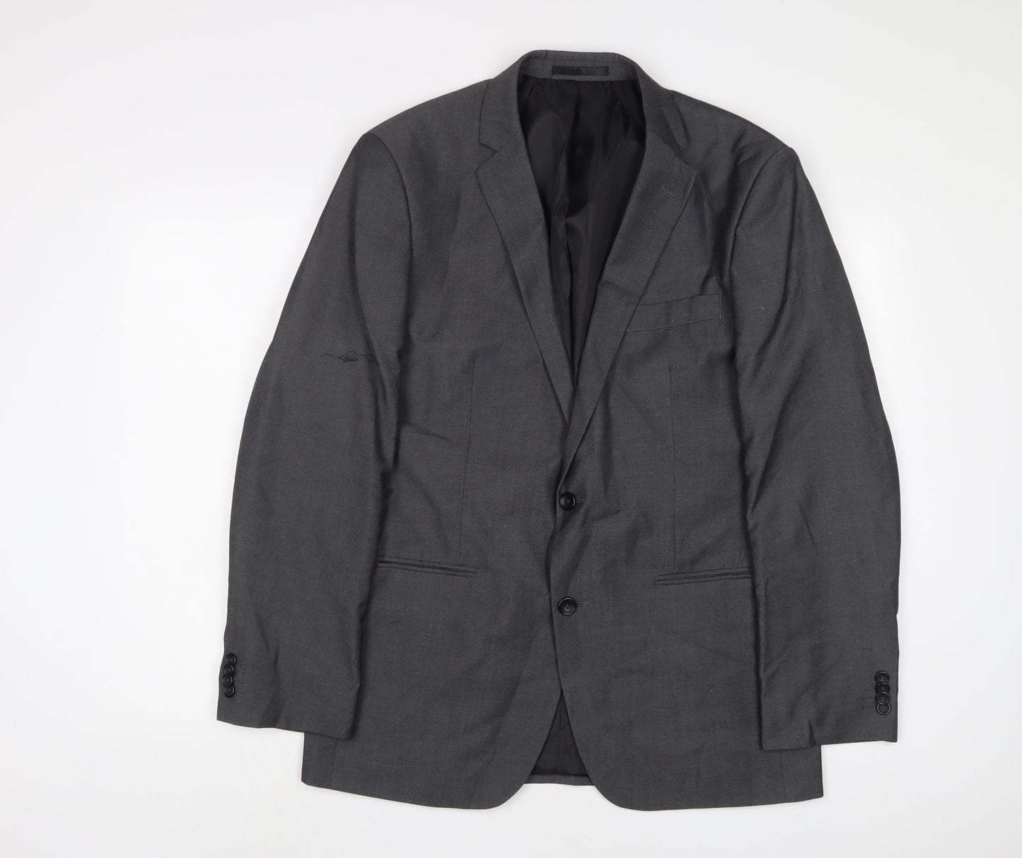 PINSTRIPE Mens Grey Polyester Jacket Suit Jacket Size 42 Regular