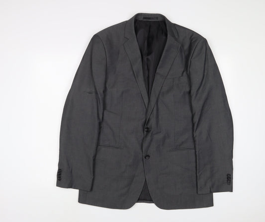 PINSTRIPE Mens Grey Polyester Jacket Suit Jacket Size 42 Regular