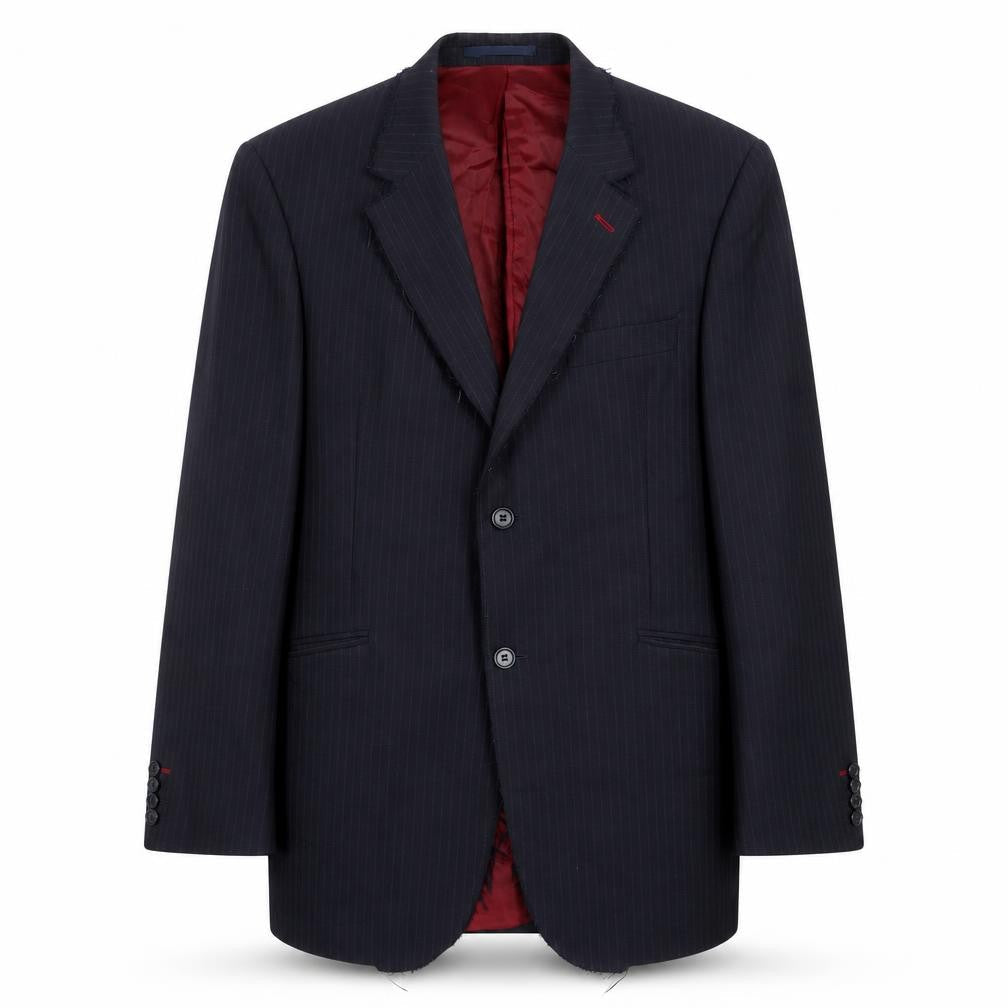Crosshatch Mens Blue Striped Wool Jacket Suit Jacket Size L Regular