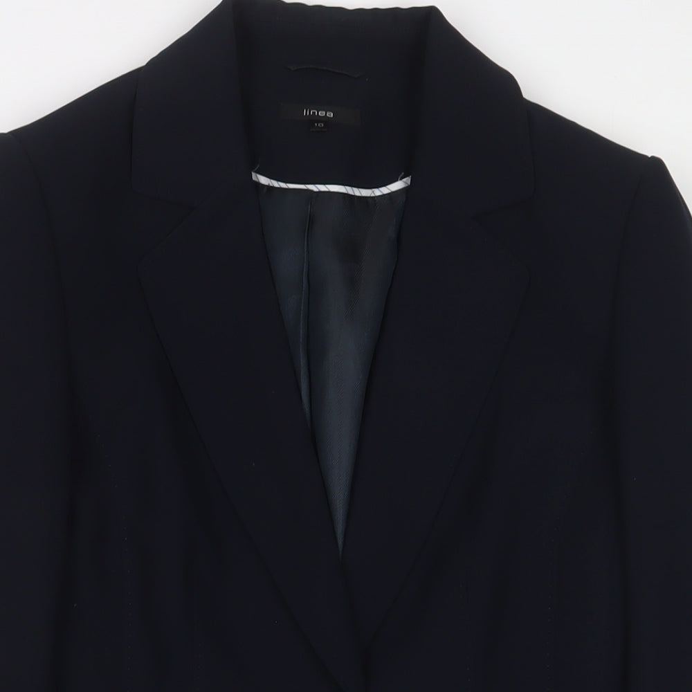 Linea Womens Blue Jacket Blazer Size 10 Button