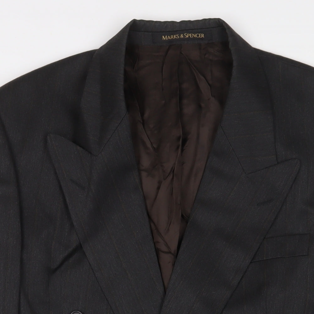 Marks and Spencer Mens Grey Striped Wool Jacket Suit Jacket Size 40 Regular