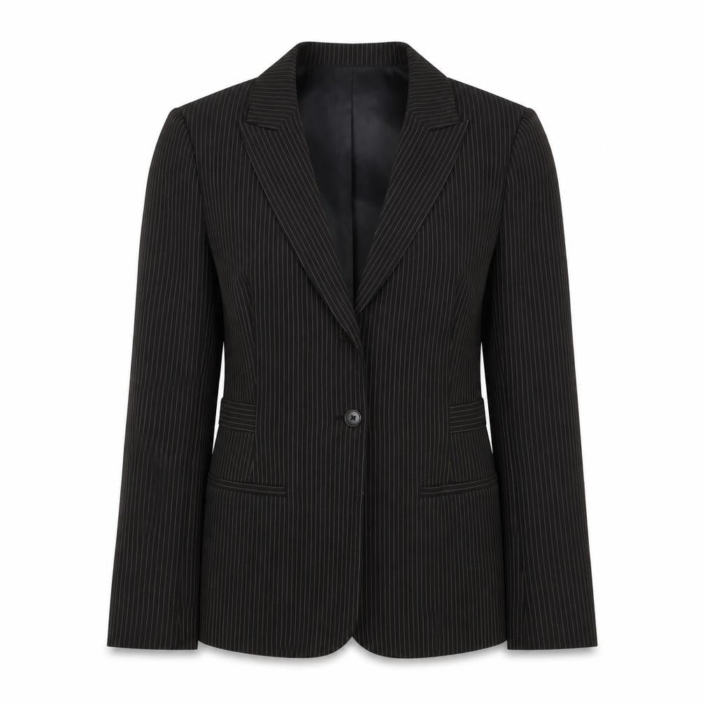 Episode Womens Black Striped Jacket Blazer Size 10 Button