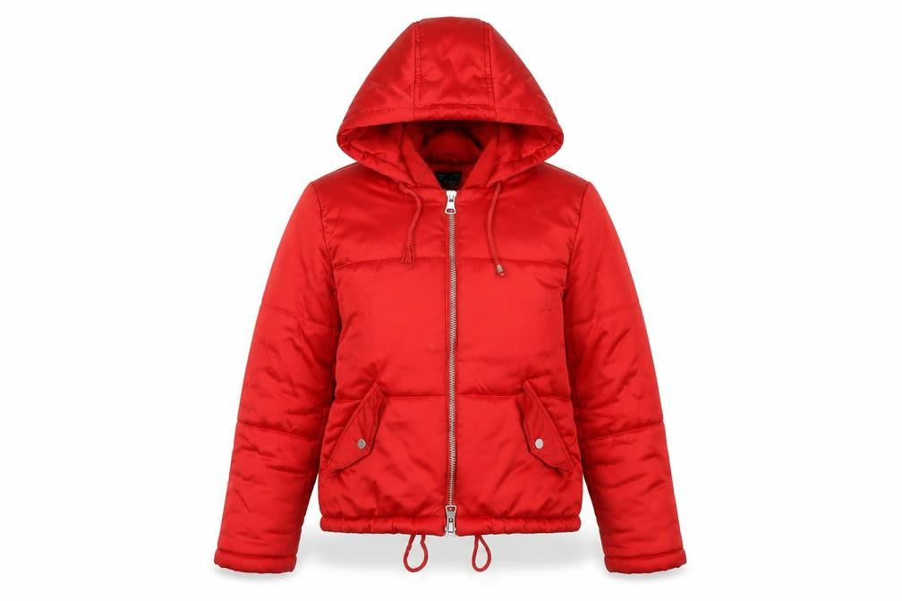 Topshop Womens Red Puffer Jacket Jacket Size 10 Zip