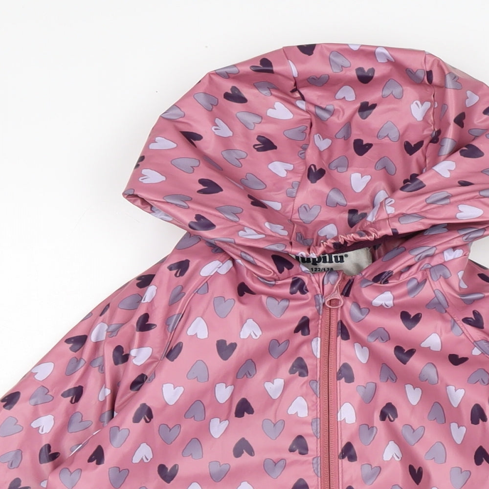 Lupilo Girls Pink Rain Coat Coat Size 6-7 Years Zip