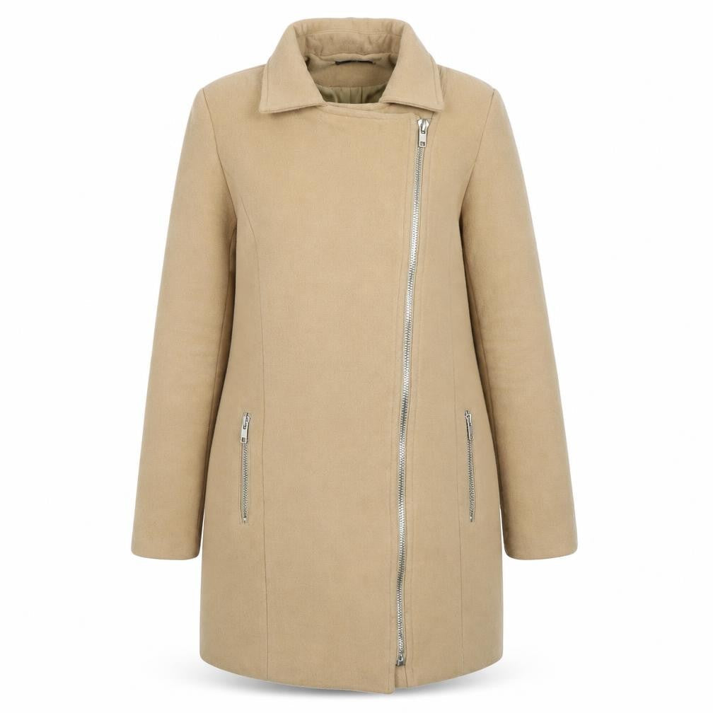 Missguided Womens Beige Overcoat Coat Size 8 Zip
