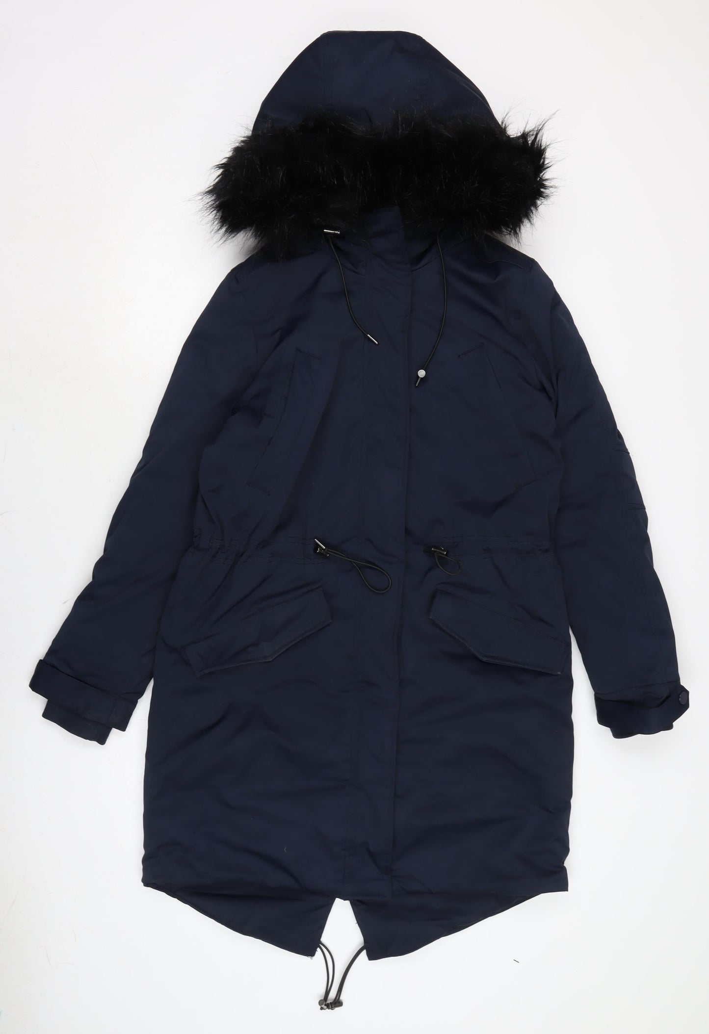 H&M Womens Blue Rain Coat Coat Size 8 Zip