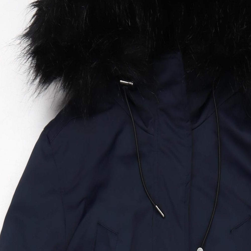 H&M Womens Blue Rain Coat Coat Size 8 Zip