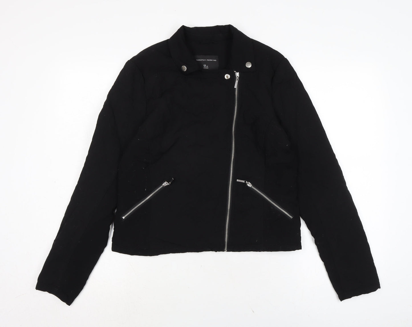 Dorothy Perkins Womens Black Biker Coatigan Size 12 Zip