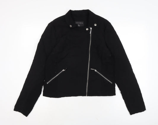 Dorothy Perkins Womens Black Biker Coatigan Size 12 Zip