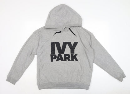 Additional front view of IVY PARK men’s grey cotton pullover hoodie, size M