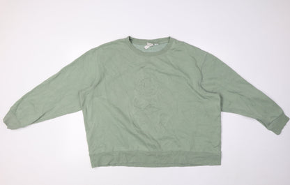 Preloved Disney Womens Green Cotton Pullover Sweatshirt Size XL - Mickey Mouse - Front