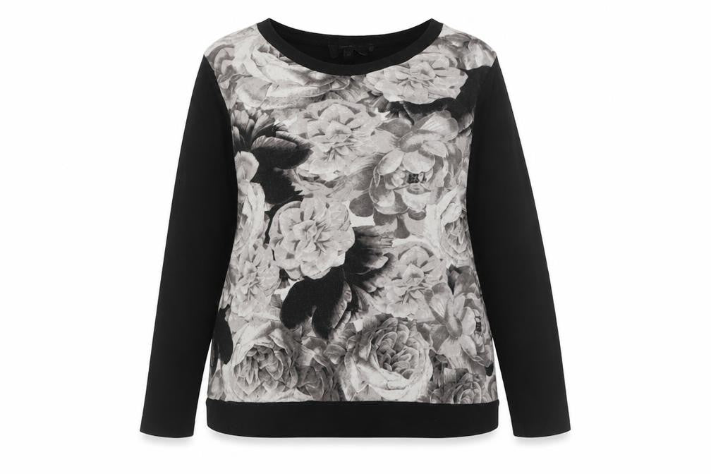 NEXT Womens Black Floral Cotton Pullover Sweatshirt Size 20