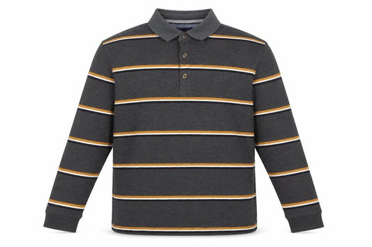 Lincoln Mens Grey Striped Cotton Button-Up Size XL Collared - Yellow, Navy