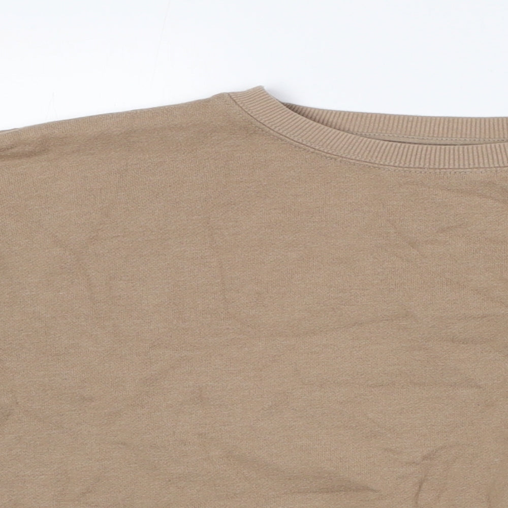 New Look Womens Beige Cotton Pullover Sweatshirt Size S
