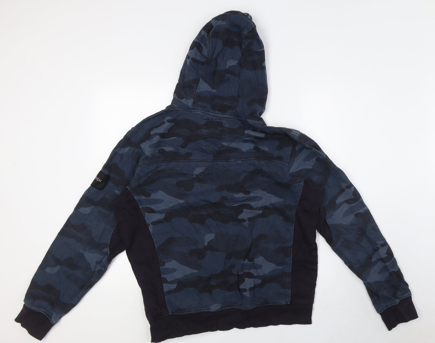 Crosshatch Mens Blue Camouflage Cotton Pullover Hoodie Size M