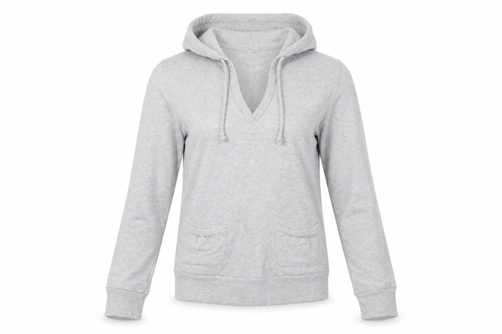 Topshop Womens Grey Cotton Pullover Hoodie Size 10 - V-Neck