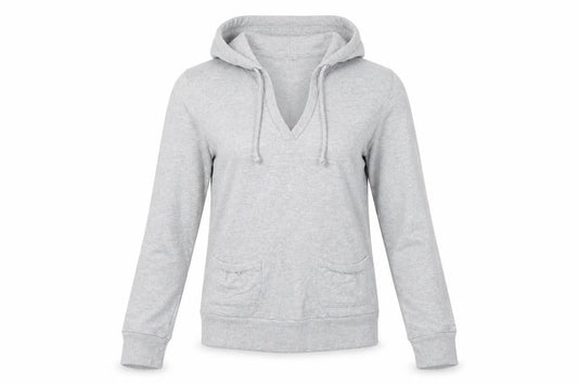 Topshop Womens Grey Cotton Pullover Hoodie Size 10 - V-Neck
