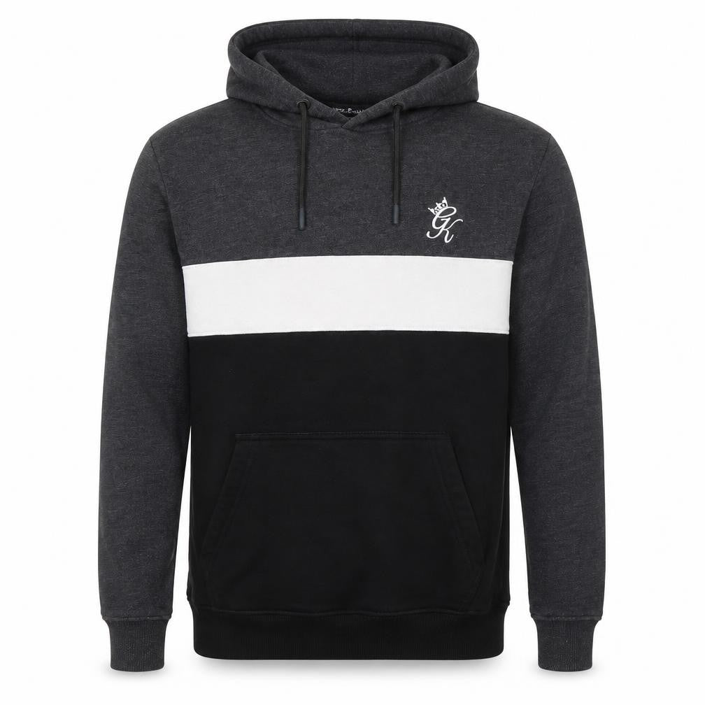 GK Mens Black Cotton Pullover Hoodie Size S - White Strip