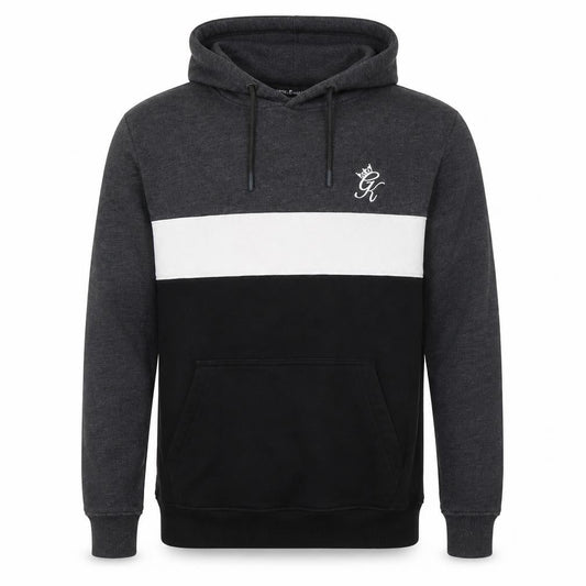 GK Mens Black Cotton Pullover Hoodie Size S - White Strip