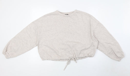 Marks and Spencer Womens Beige Cotton Pullover Sweatshirt Size 8 - Pull Waist