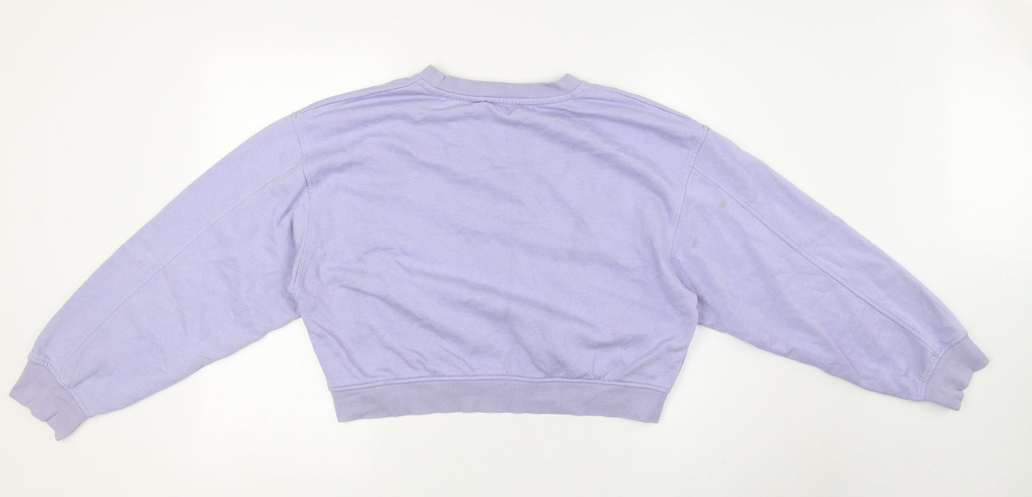 Zara Womens Purple Cotton Pullover Sweatshirt Size L