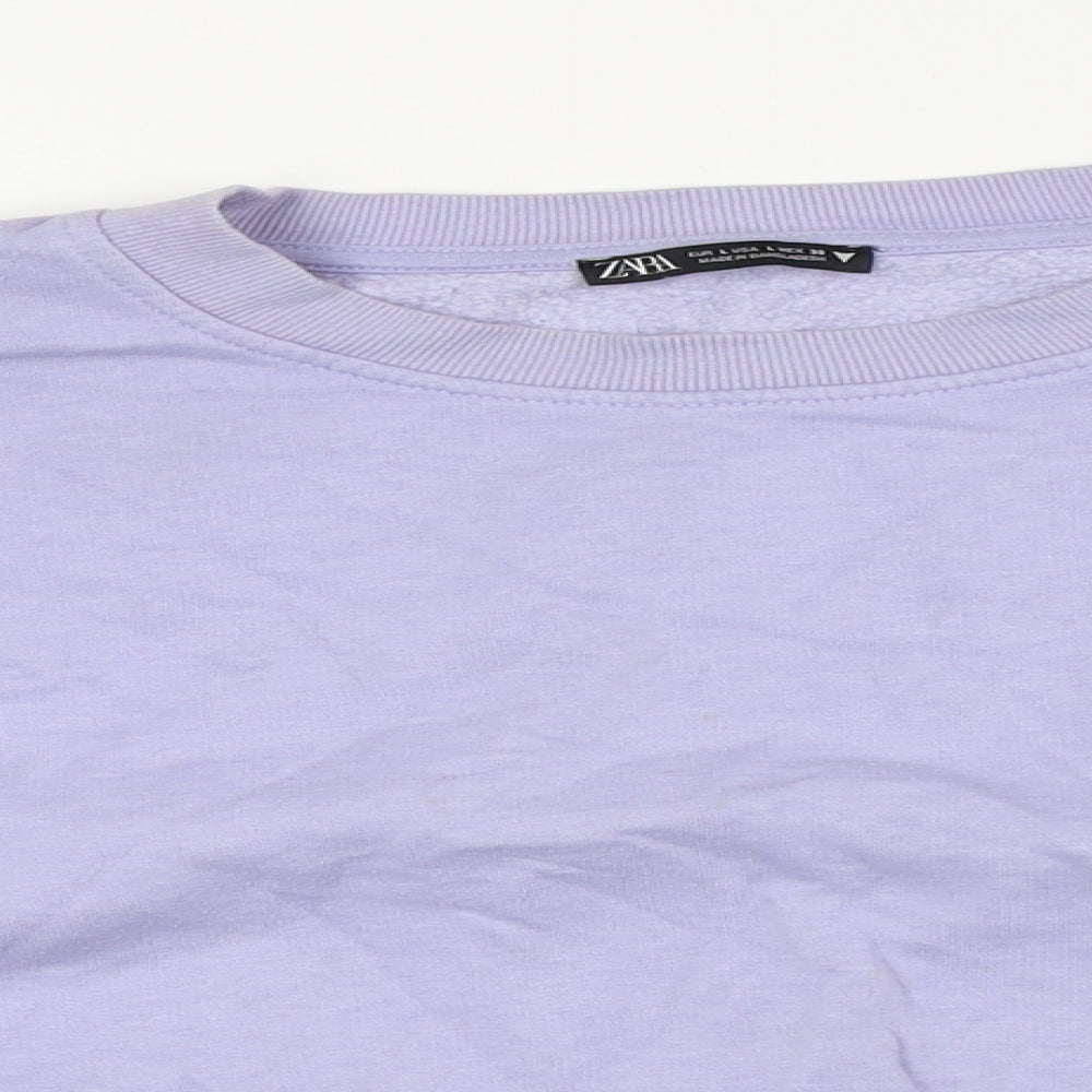 Zara Womens Purple Cotton Pullover Sweatshirt Size L