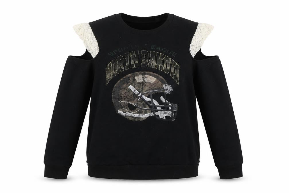 Topshop Womens Black Cotton Pullover Sweatshirt Size 8 - Cold Shoulder